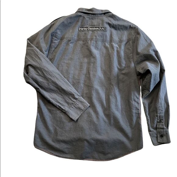 HARLEY DAVIDSON Dark gray Button down shirt with HD patch on back XL - Picture 2 of 10